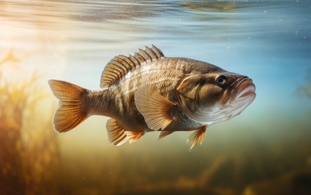 Grote vis die door het water snijdt