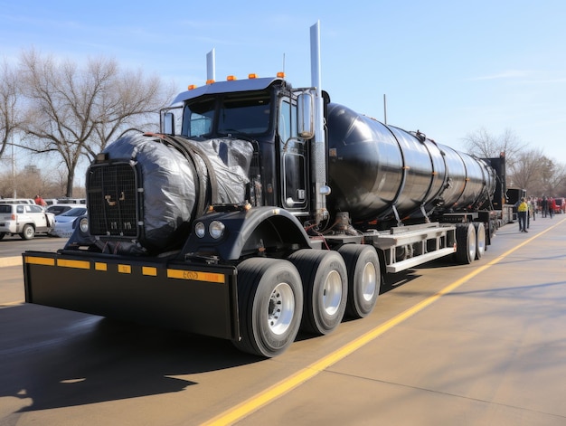 Foto grote vrachtwagen met tank