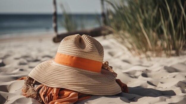 Grote zomerhoed op strand Illustratie AI GenerativexA