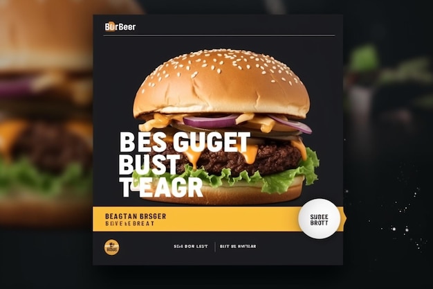 Foto groter hamburger fast food social media advertentie post sjabloonontwerp