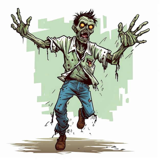 Foto groteske zombie vector art met textural paint effects