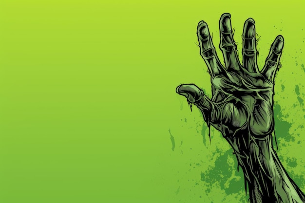 Grotesque Green zombie hand mockup Spooky dead Generate Ai