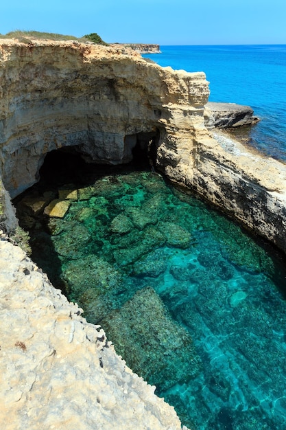 Grotta del Canale Sant'Andrea Salento sea coast Italy