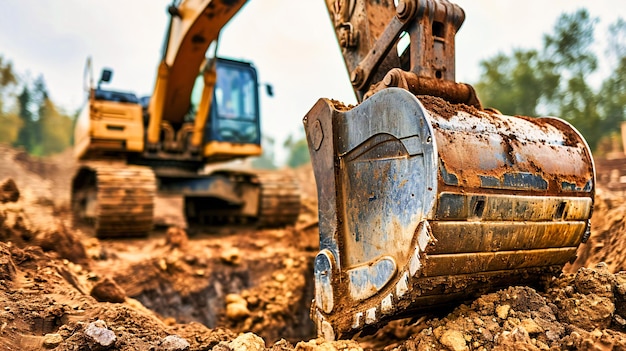 Foto bulldozer di potenza innovativa al lavoro in un cantiere che illustra macchinari pesanti e ingegneria