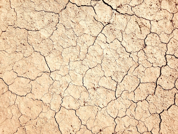 The ground has cracks in the top view for the background or graphic design with the concept of drought and death