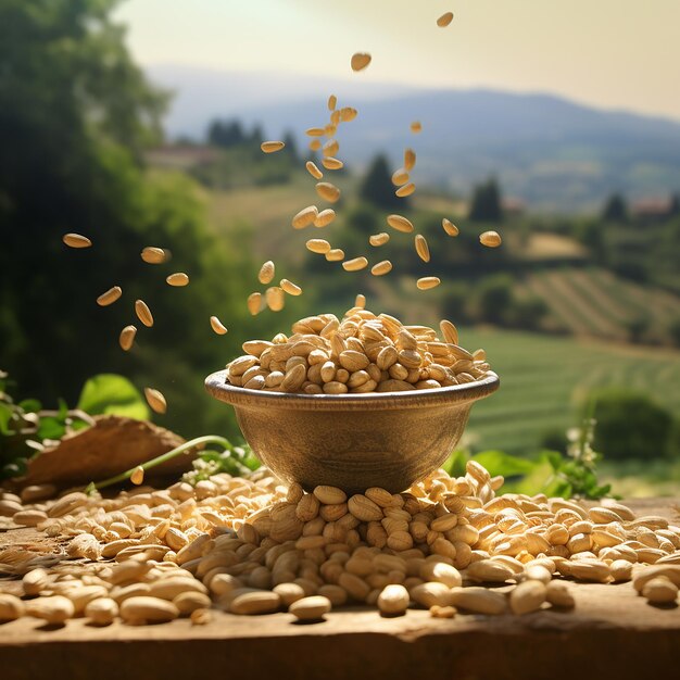 Ground Nuts Falling from Small Container