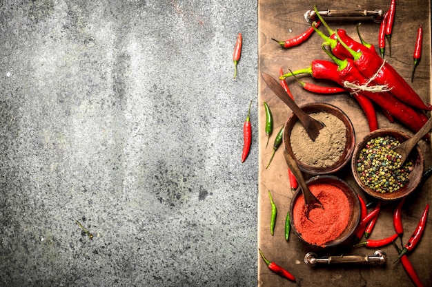 Ground red hot chili peppers in a bowl.