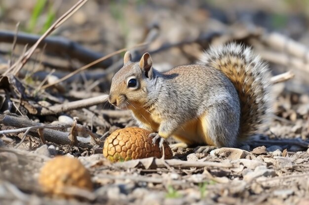 Ground squirrel nibbling on a nut