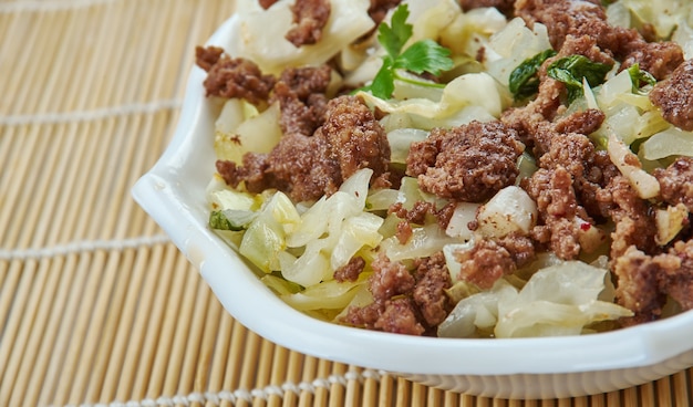 Ground Turkey and Cabbage Stir-Fry close up