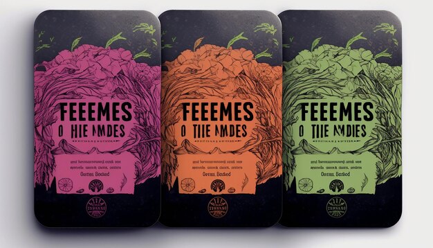 Ground vegan meat packaging label design using herbs and leaves