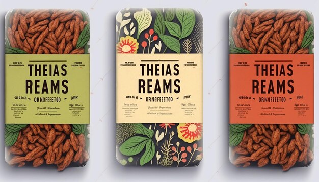 Ground vegan meat packaging label design using herbs and leaves