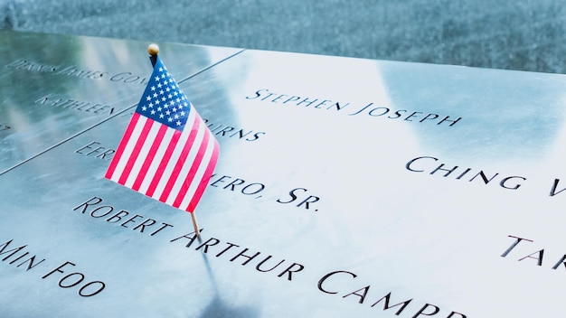 Ground Zero Memorial for September 11 Terrorist Attack with Engraved Victims Names Patriot Day