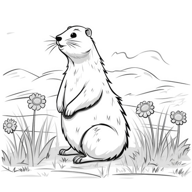 A groundhog as a coloring page fun and educational