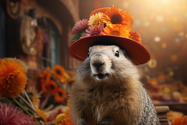 Groundhog Day celebration with Punxsutawney Phil emerging to predict the weather an annual tradition in February anticipating an early spring or extended winter