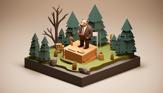 Foto groundhog day minimalistisch diorama isometrisch