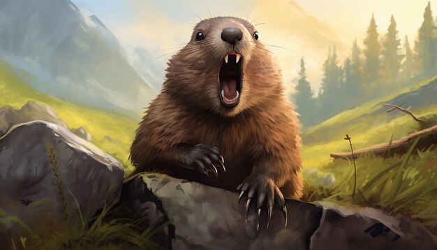 Photo groundhog illustration