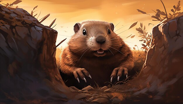 Photo groundhog illustration