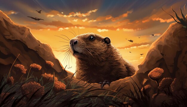 Photo groundhog illustration