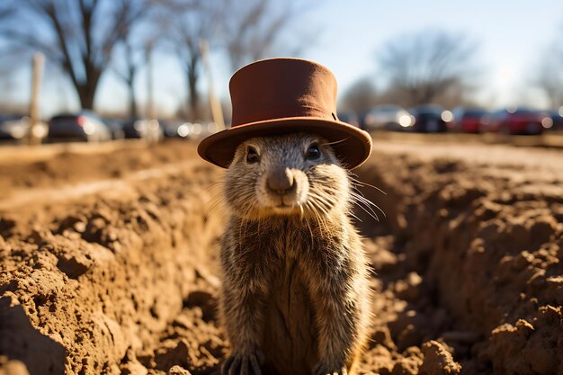 Groundhogs voorspellen schaduw en zonneschijn groundhog dag foto