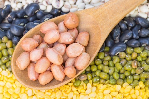 Groundnut on wooden spoon