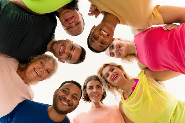 Group of active people in zumba class