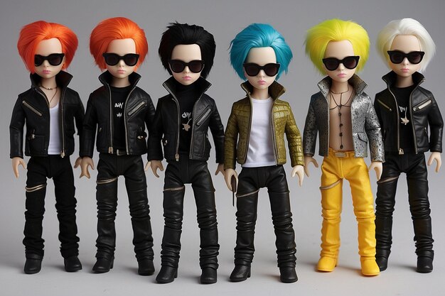 a group of adorable dolls in grunge style