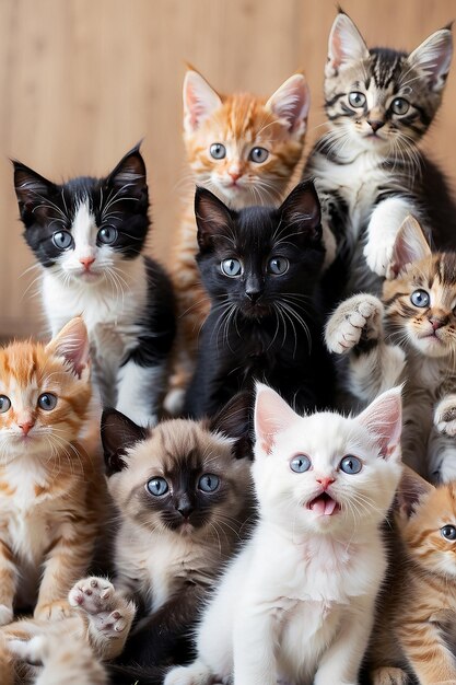 A group of adorable kittens together