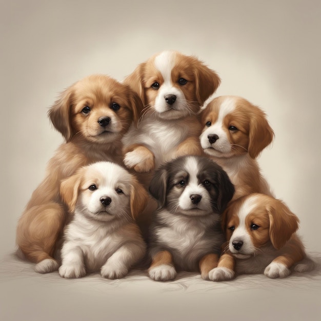 A Group of Adorable Puppies Cuddled Up Together