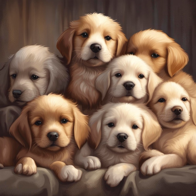 A Group of Adorable Puppies Cuddled Up Together