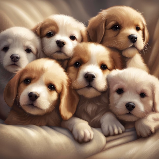 A Group of Adorable Puppies Cuddled Up Together