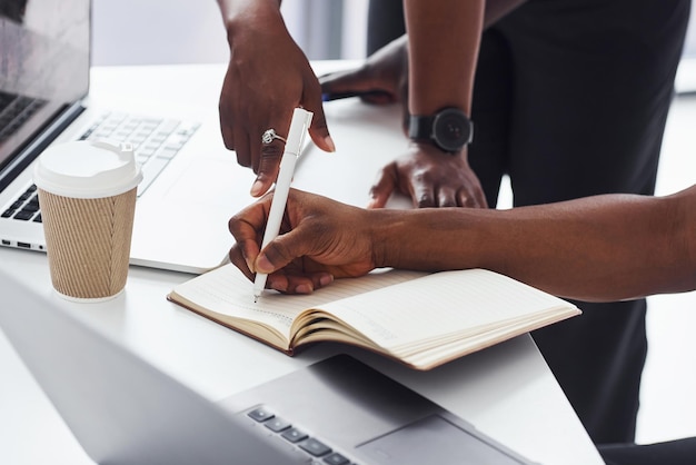 Group of african american business people working in office together