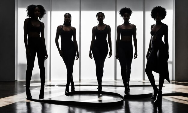 Group of african american women posing in studio Fashion shot ai generative