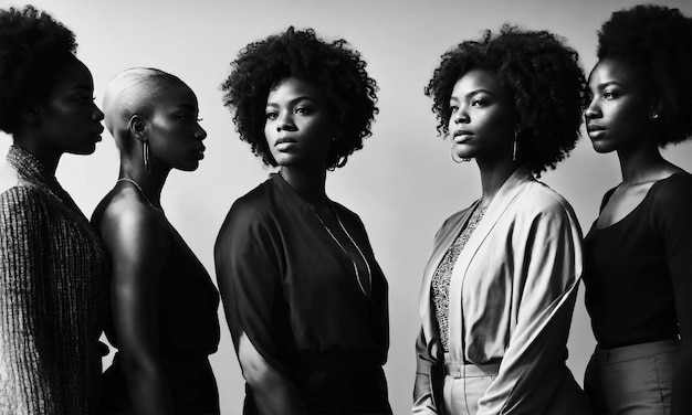 Photo group of african american women posing in studio fashion shot ai generative