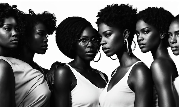 Foto gruppo di donne afroamericane che posano in studio fashion shot ai generative
