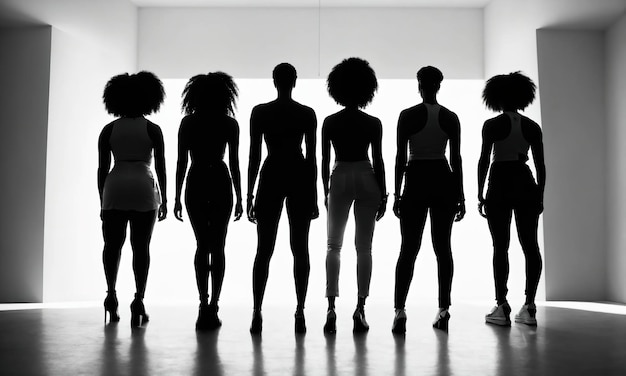 Foto gruppo di donne afroamericane che posano in studio fashion shot ai generative