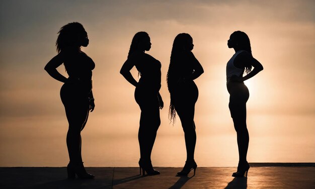 Group of african american women posing in studio Fashion shot ai generative