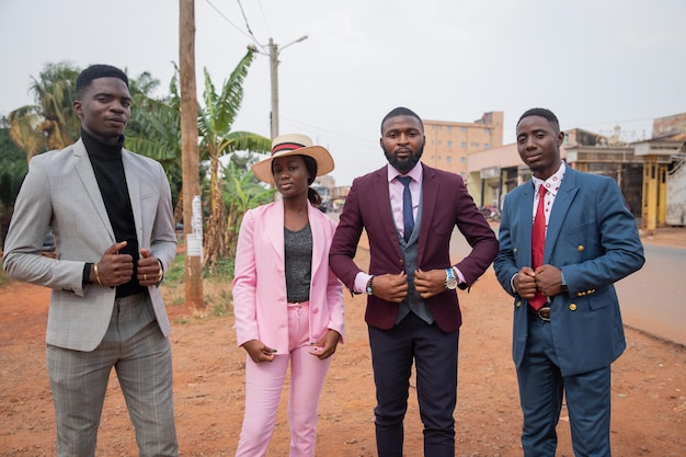 Group of African young people elegantly and stylishly dressed African sapology society