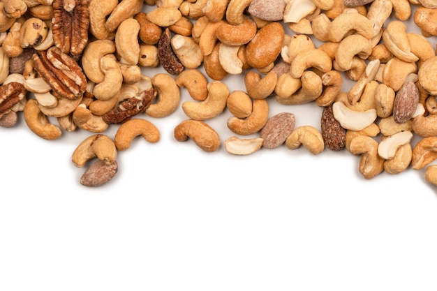 A group of almonds pistachios walnuts macadamia cashews