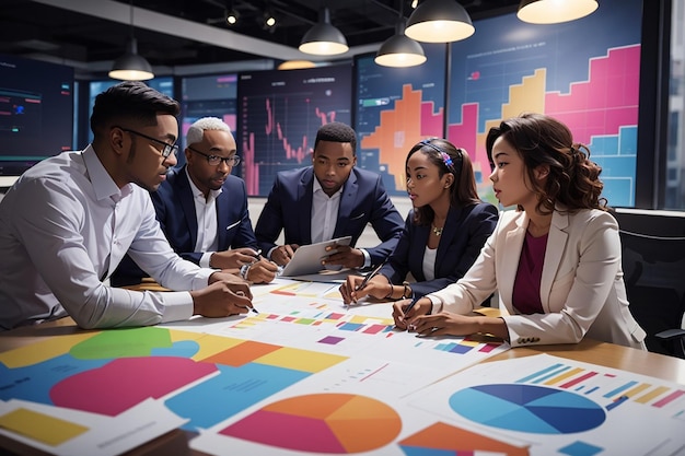 Photo a group of analysts huddled around a conference table