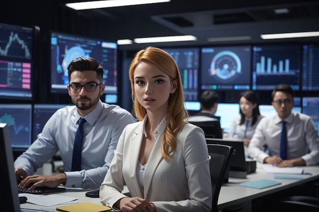 A group of analysts huddled around a conference table