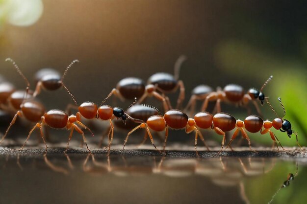 a group of ants are walking on a plant