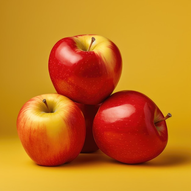 группа яблок на ярко-цветном фоне