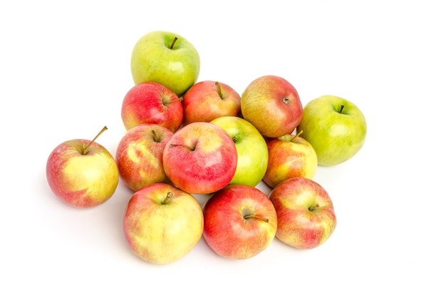 Group of apples on white background.