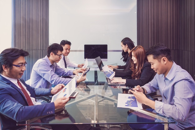 Group Of Asian Business people in casual suit working and meeting 