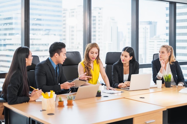 Group of Asian business people working and meeting at office