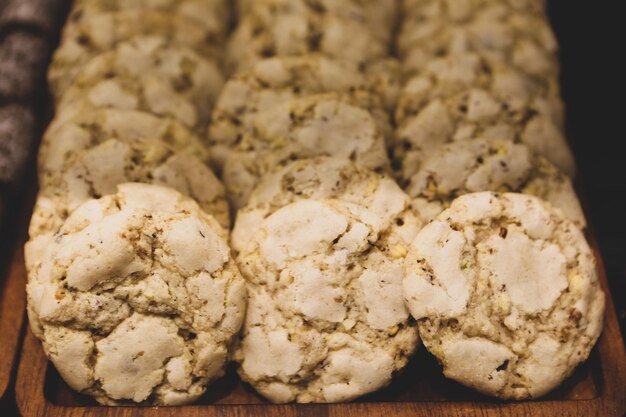 Group of assorted cookies Chocolate chip oatmeal raisin white chocolate