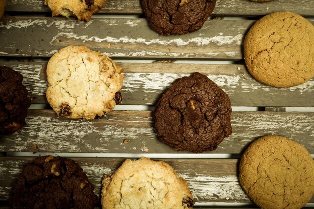 Group of assorted cookies Chocolate chip oatmeal raisin white chocolate