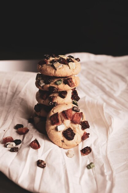 Group of assorted cookies. Chocolate chip, oatmeal raisin, white chocolate