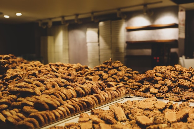 Group of assorted cookies Chocolate chip oatmeal raisin white chocolate