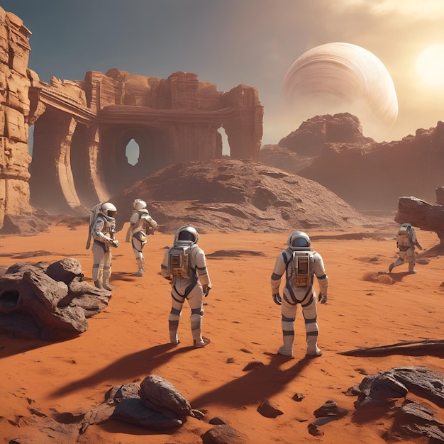 A group of astronauts explores the ruins of an ancient alien civilization on a distant planet unco